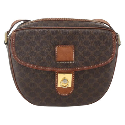 Celine Vintage Macadam Shoulder Bag Canvas and Leather, BROWN, CANVAS, Shoulder bag