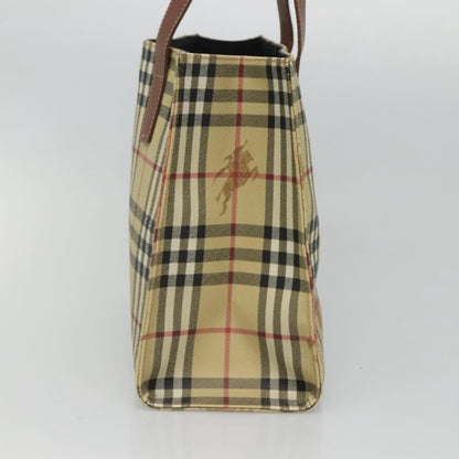 Burberry Top Handle Tote Haymarket Coated Canvas, BEIGE, PVC, Tote bag