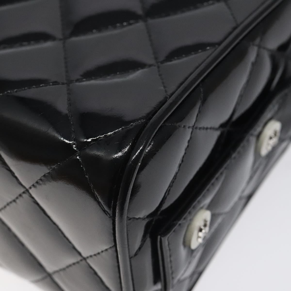 Chanel Vintage Metal Box Bag Quilted patent, Black, Patent Leather, Handbag