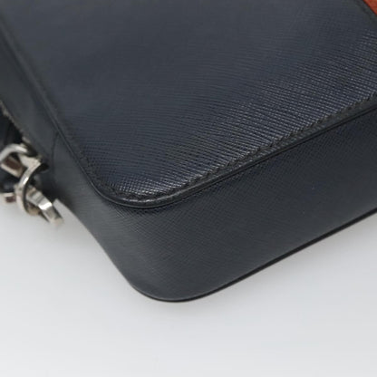 Prada Zip Pochette Saffiano Leather, NAVY, LEATHER, Clutche & pouche