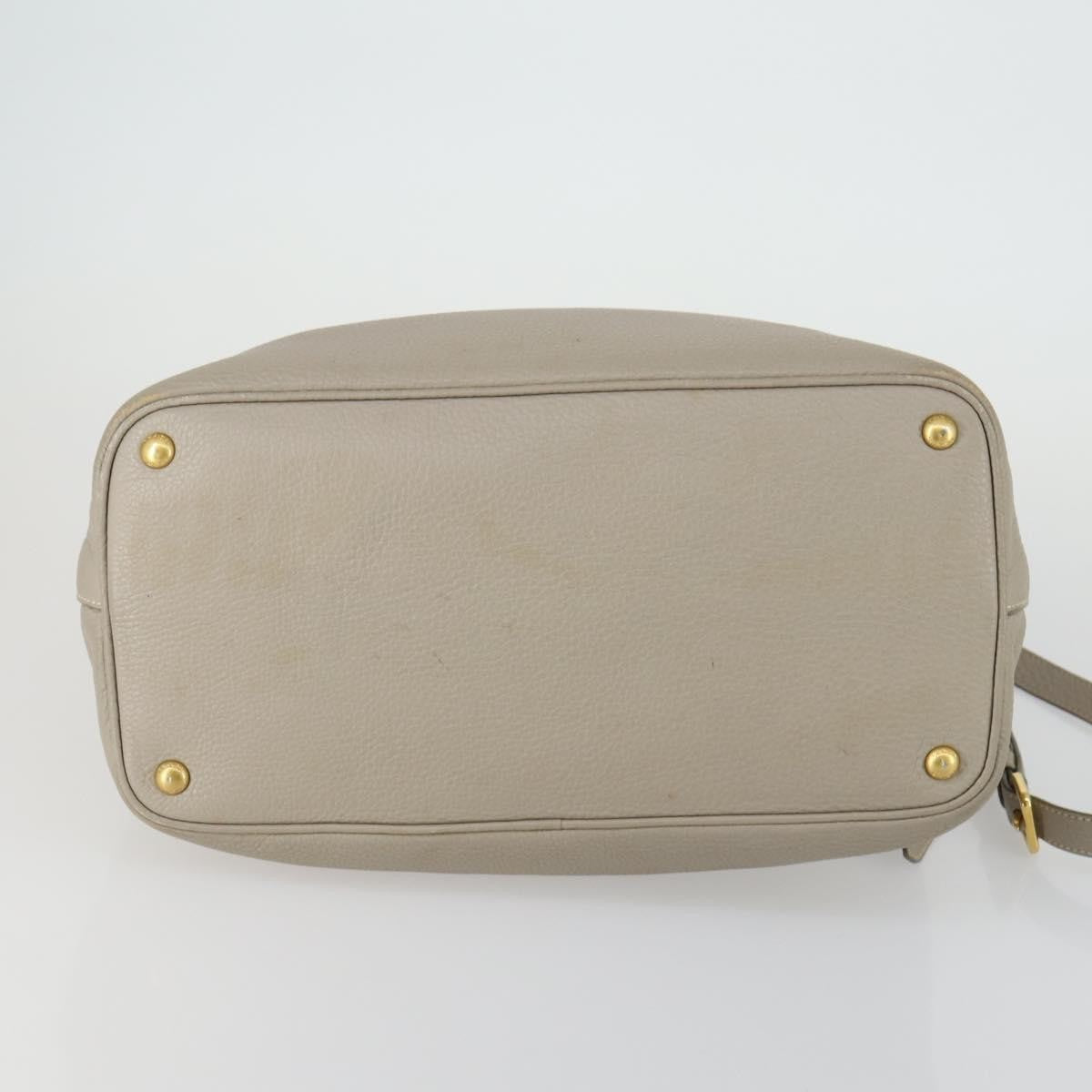 Prada Convertible Shopper Tote Vitello Daino, GRAY, LEATHER, Tote bag