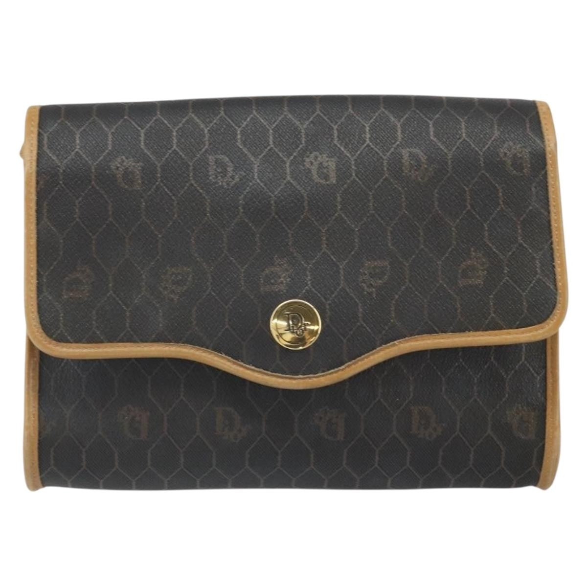 Christian Dior Vintage Honeycomb Shoulder Bag Canvas, BLACK, CANVAS, Shoulder bag