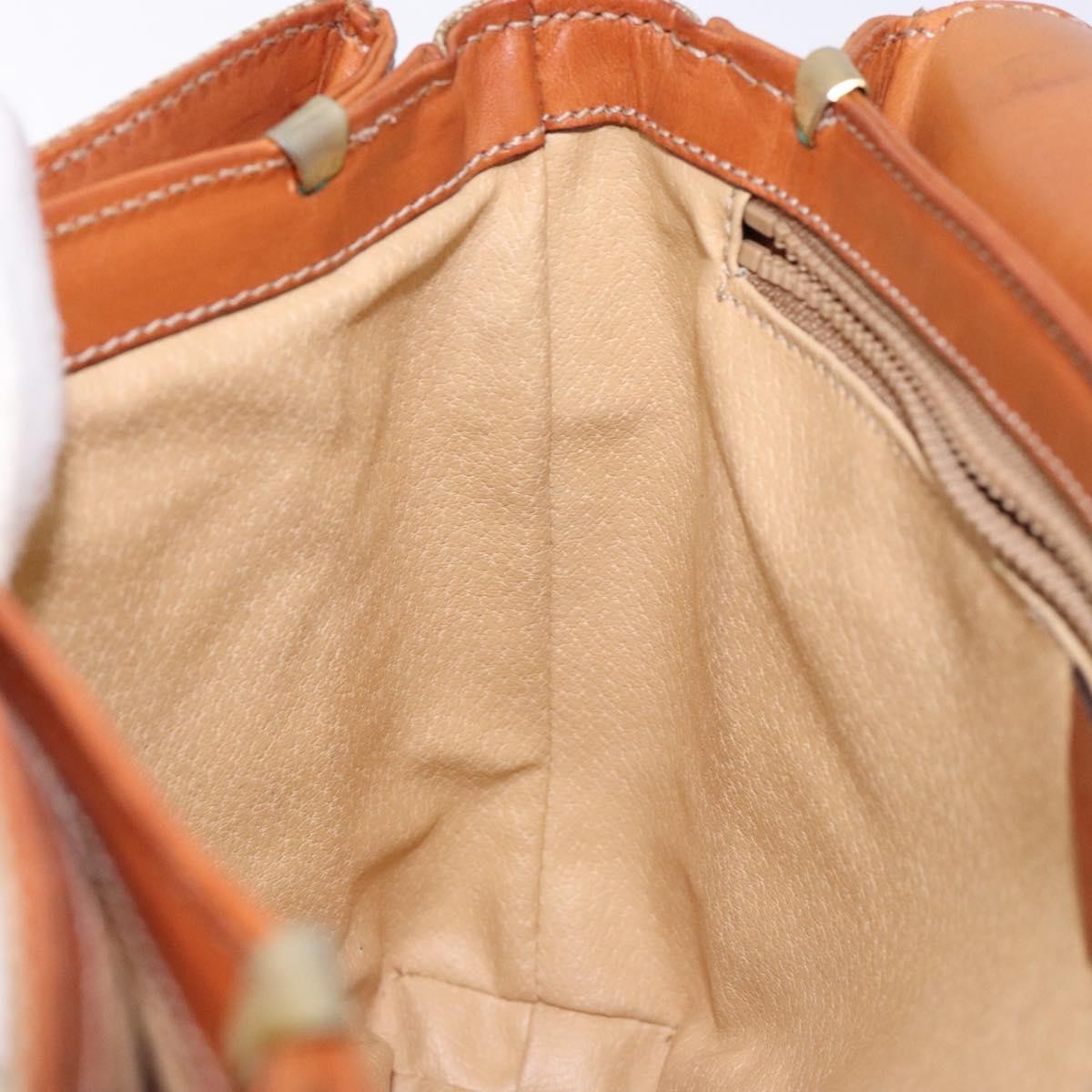 Celine Vintage Macadam Shoulder Bag Canvas and Leather, BEIGE, CANVAS, Shoulder bag