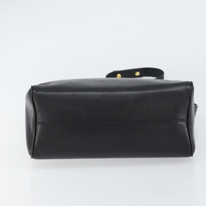 Celine Circle Logo Shoulder Bag Leather, BLACK, LEATHER, Shoulder bag