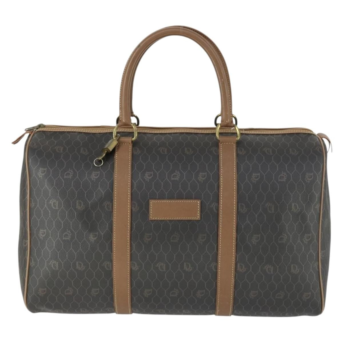 Christian Dior Vintage Honeycomb Boston bag Canvas and Leather, BLACK, CANVAS, Travel bag