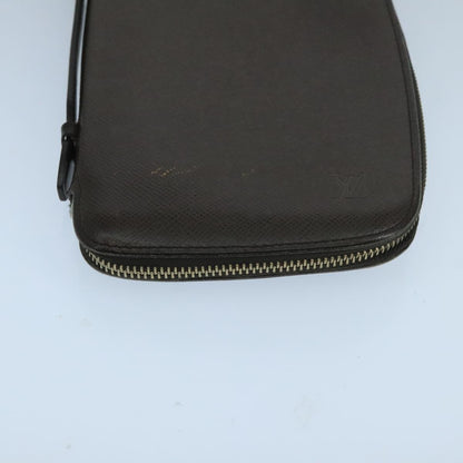 Louis Vuitton Atoll Organizer Wallet Taiga Leather, BROWN, LEATHER, Clutche & pouche