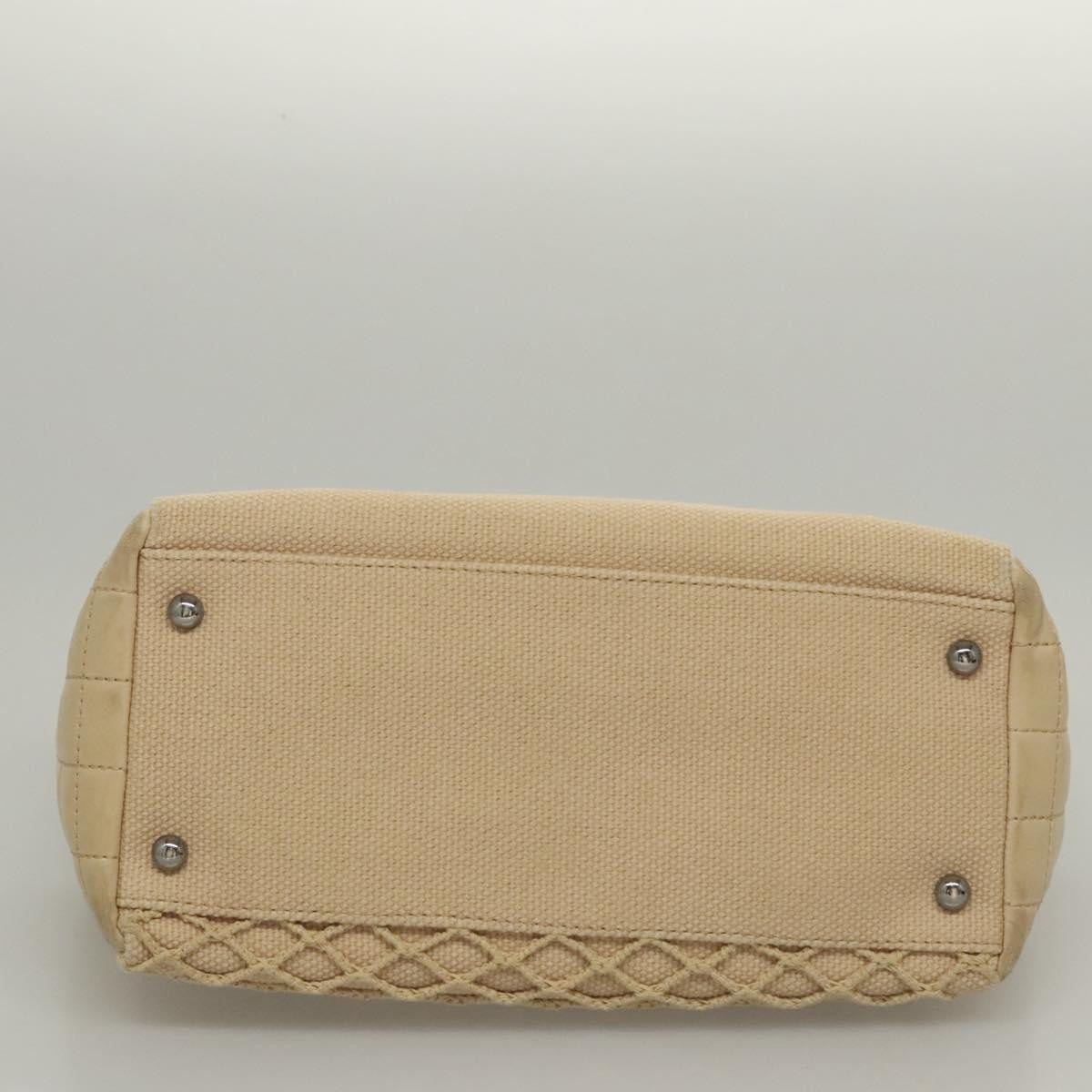 Chanel Vintage Chocolate Bar Tote Quilted Canvas, Beige, Canvas, Handbag