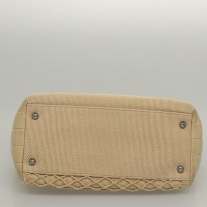 Chanel Vintage Chocolate Bar Tote Quilted Canvas, Beige, Canvas, Handbag