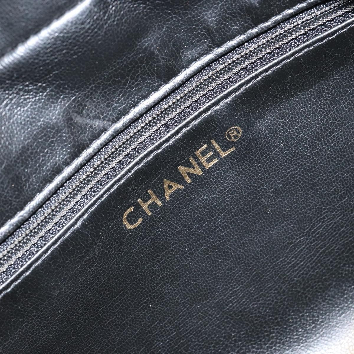 Chanel Vintage Toiletry Pouch Leather, Black, Leather, Clutch