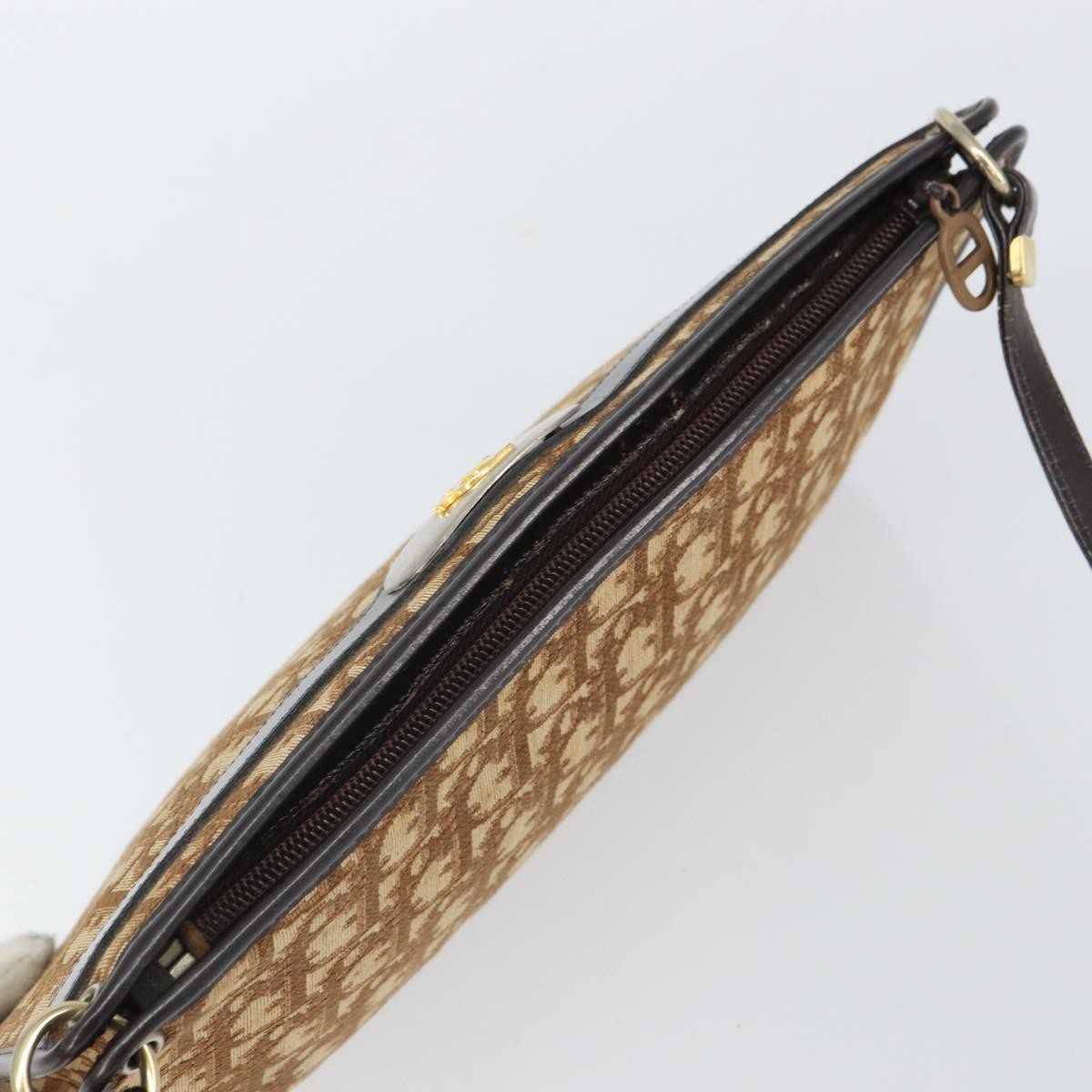 Christian Dior Vintage Trotter Shoulder Bag Canvas, BEIGE, CANVAS, Shoulder bag