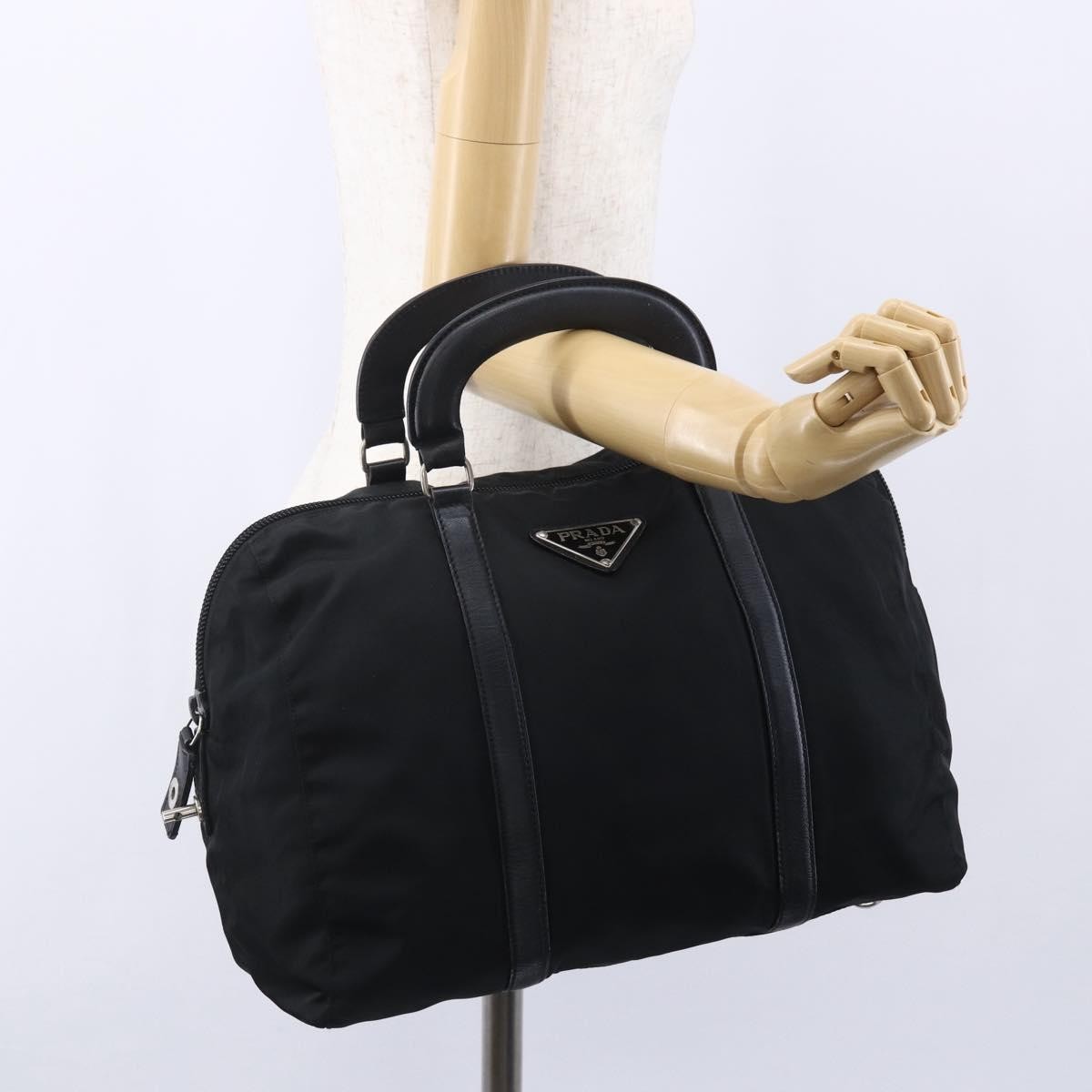 Prada Vintage Zip Handbag Tessuto, BLACK, NYLON, Handbag