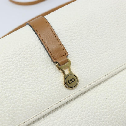 Christian Dior Vintage CD Logo Shoulder Bag Leather, WHITE, LEATHER, Shoulder bag