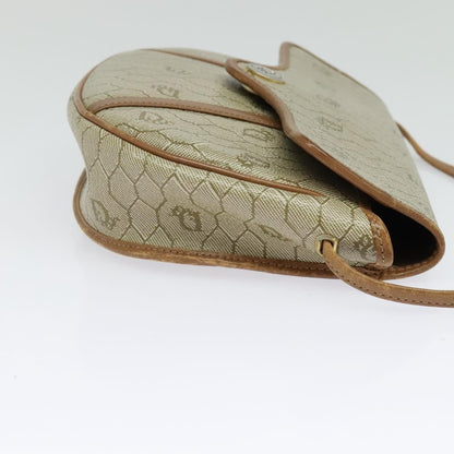 Christian Dior Vintage Honeycomb Flap Crossbody Bag Canvas and Leather, BEIGE, CANVAS, Crossbody bag