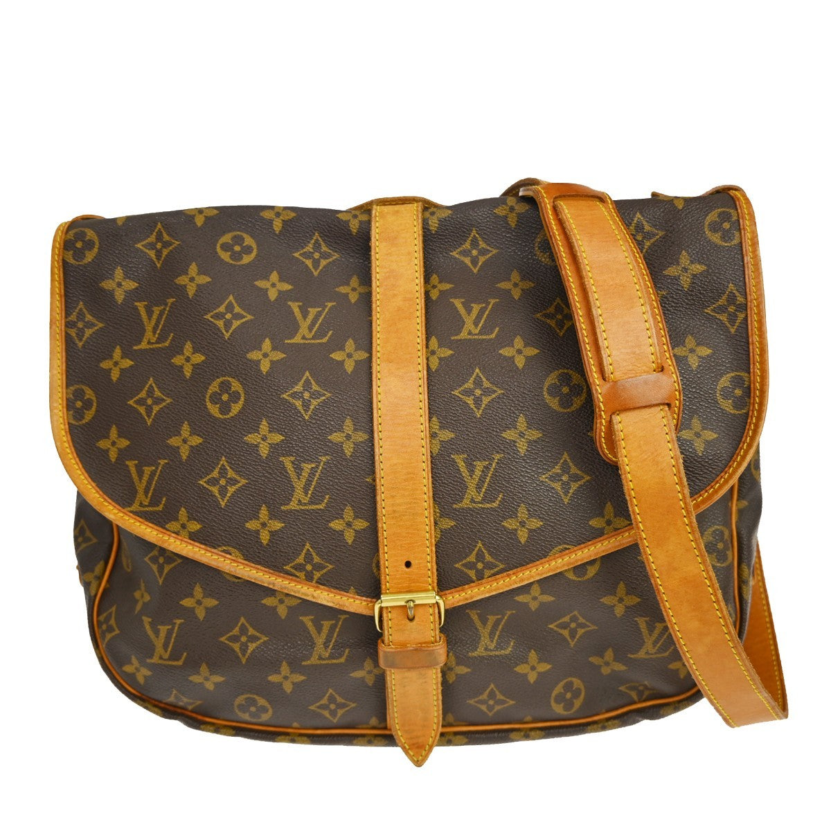 Louis Vuitton Saumur Handbag Monogram Canvas, Brown, Canvas, Shoulder Bag