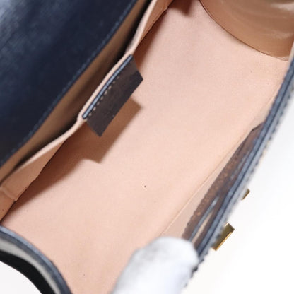 Gucci Sylvie Top Handle Bag Printed Leather, NAVY, LEATHER, Handbag