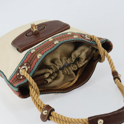 Gucci Vintage Bamboo Shoulder Bag Canvas, BEIGE, CANVAS, Shoulder bag