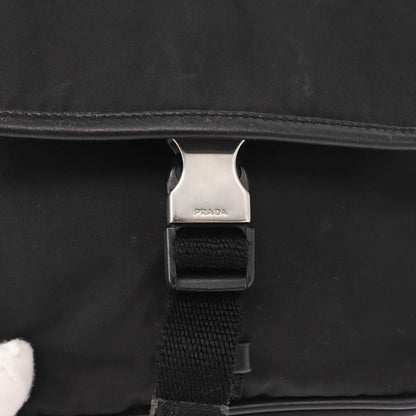 Prada Logo Flap Messenger Bag Tessuto, Black, Nylon, Shoulder Bag