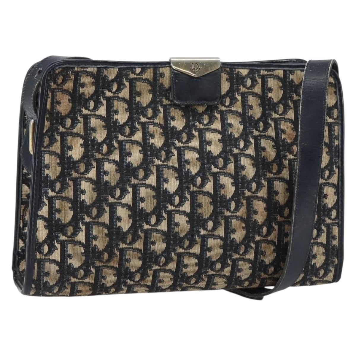 Christian Dior Vintage Trotter Shoulder Bag Canvas, NAVY, CANVAS, Shoulder bag