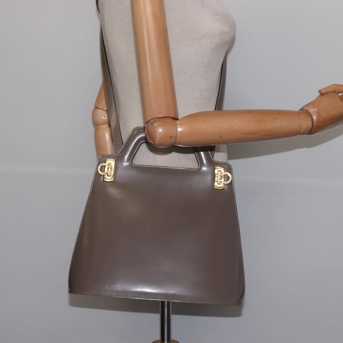 Salvatore Ferragamo Wanda Handbag Patent Leather, GRAY, PATENT_LEATHER, Handbag