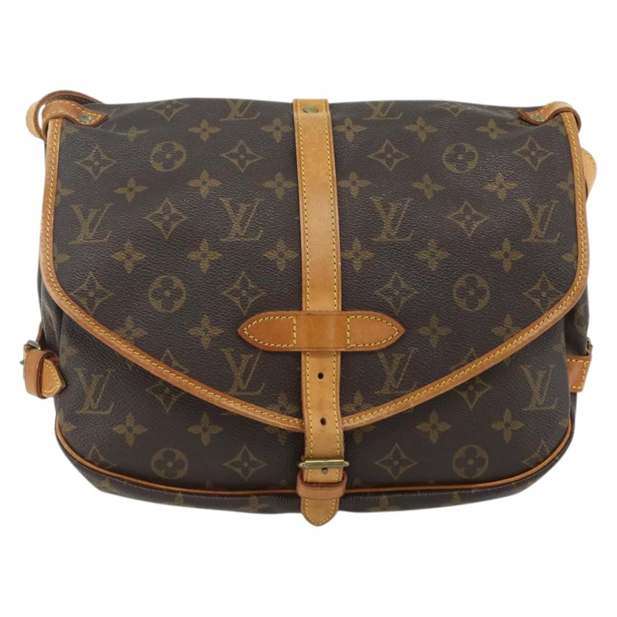 Louis Vuitton Saumur Handbag Monogram Canvas, Brown, Canvas, Shoulder Bag