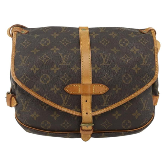 Louis Vuitton Saumur Handbag Monogram Canvas, Brown, Canvas, Shoulder Bag