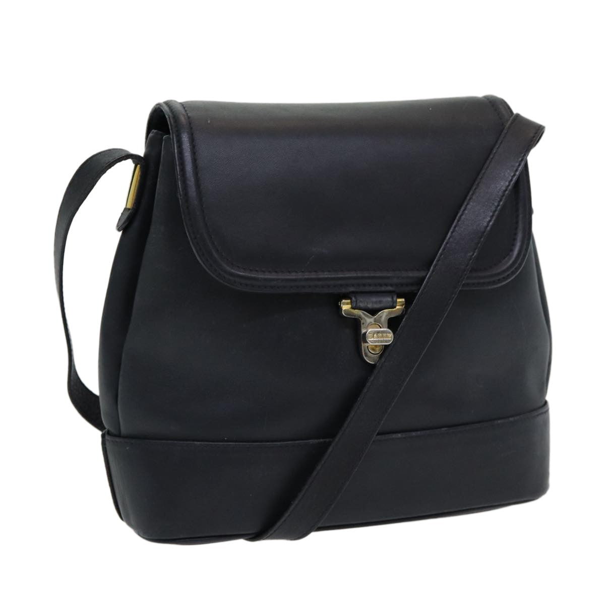 Bally Vintage Shoulder Bag Leather, Black, Leather, Shoulder Bag