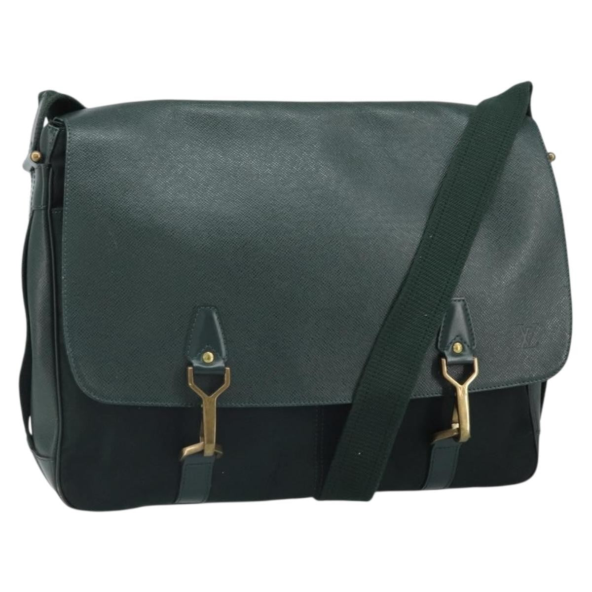 Louis Vuitton Dersou Bag Taiga Leather and Canvas, GREEN, LEATHER, Shoulder bag
