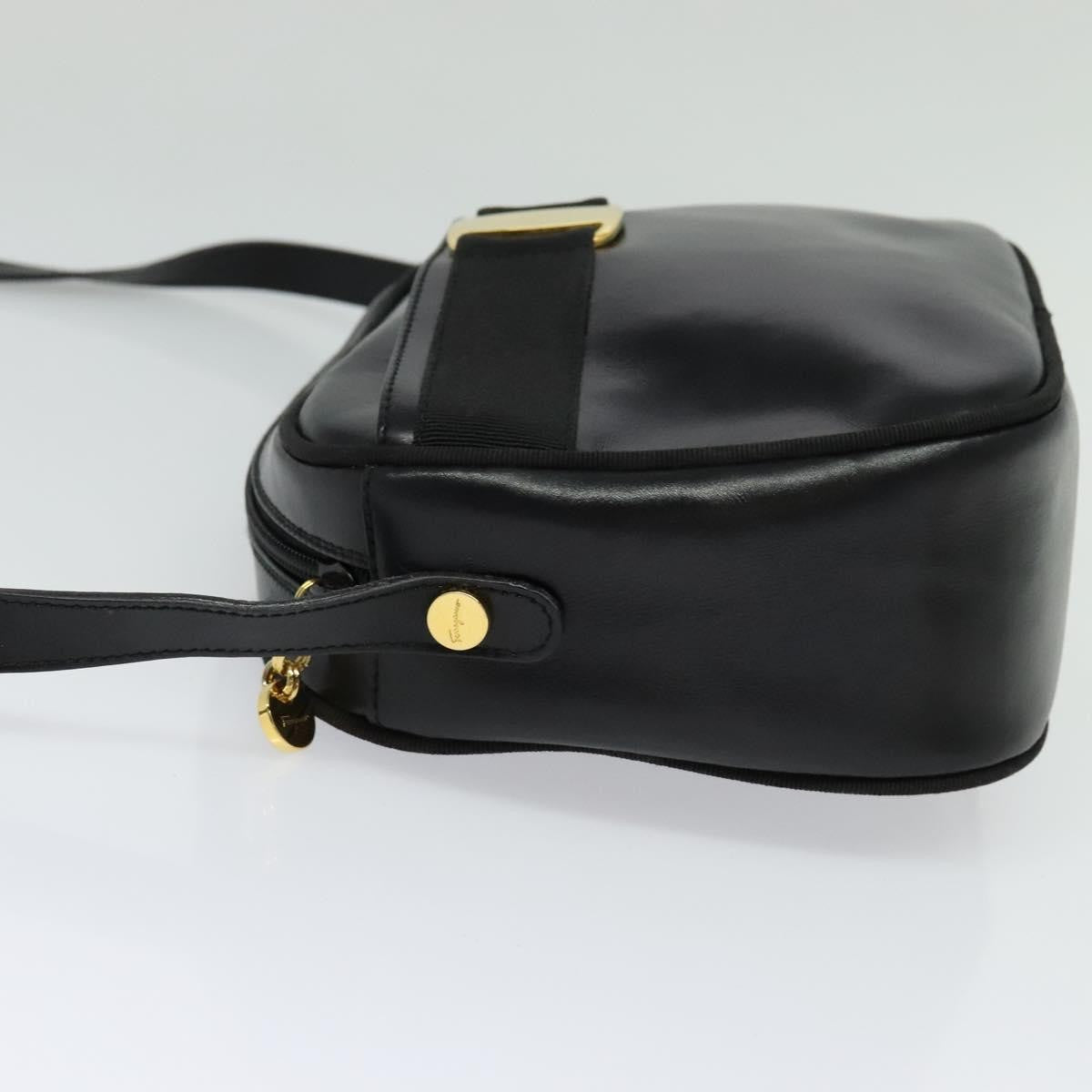 Salvatore Ferragamo Vala Shoulder Bag Leather, BLACK, LEATHER, Shoulder bag
