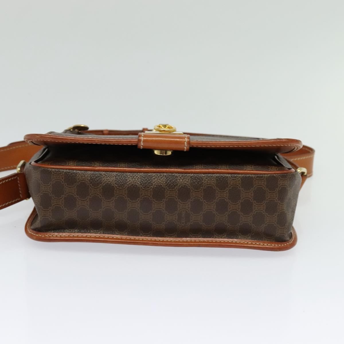 Celine Vintage Macadam Shoulder Bag Canvas and Leather, Brown, Canvas, Shoulder Bag