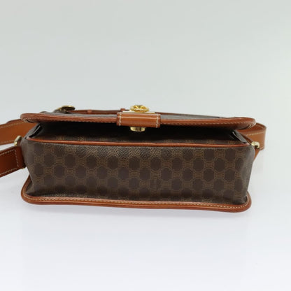 Celine Vintage Macadam Shoulder Bag Canvas and Leather, Brown, Canvas, Shoulder Bag