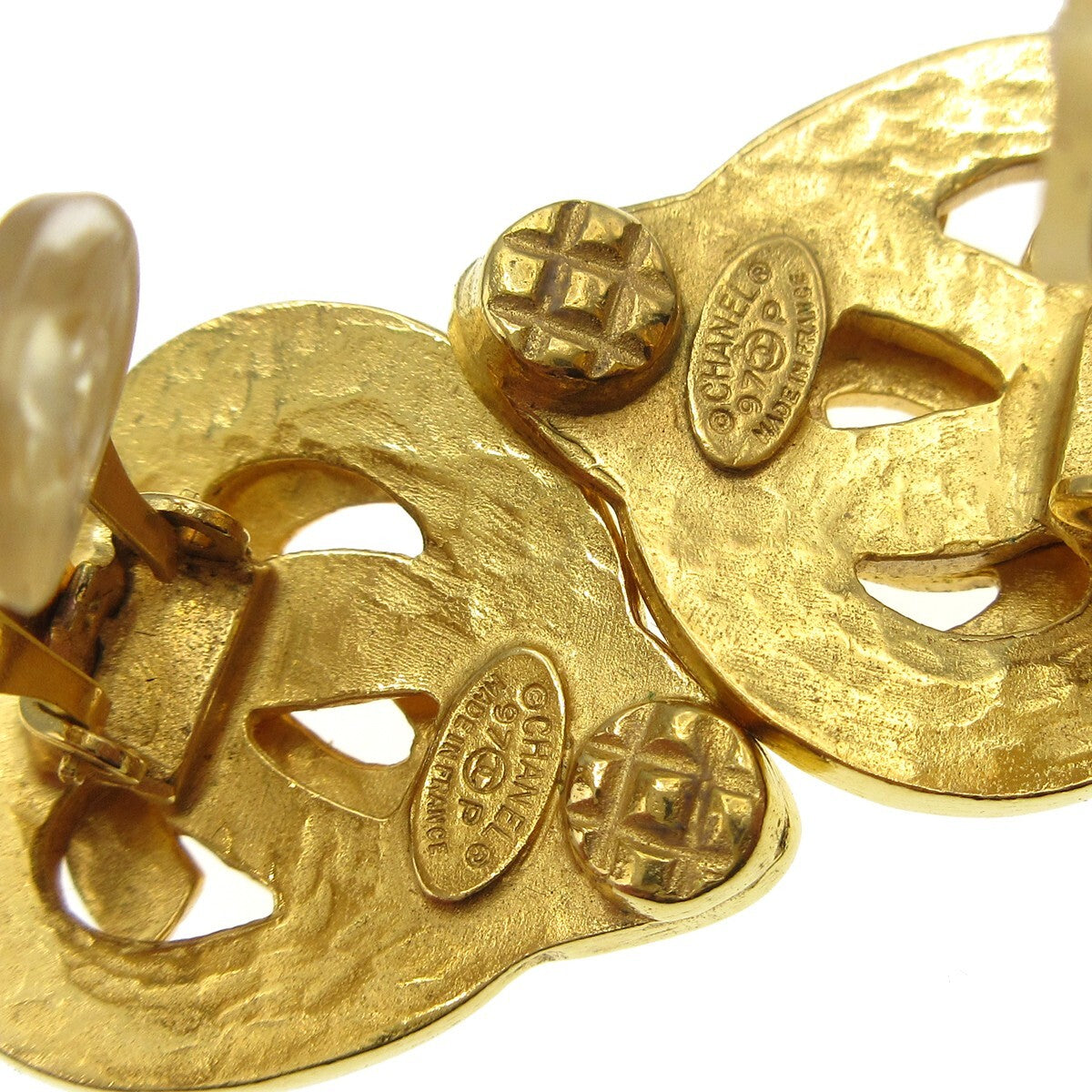 Chanel CC logo heart Gold-plated, GOLD, GOLD_PLATED, Earrings