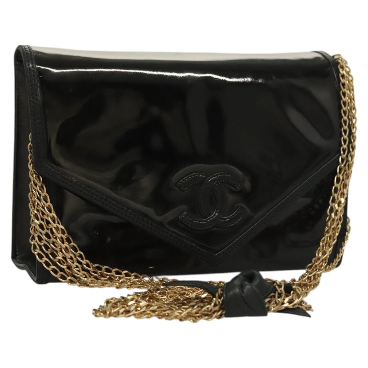 Chanel CC Envelope Flap Crossbody Patent leather, BLACK, PATENT_LEATHER, Clutche & pouche