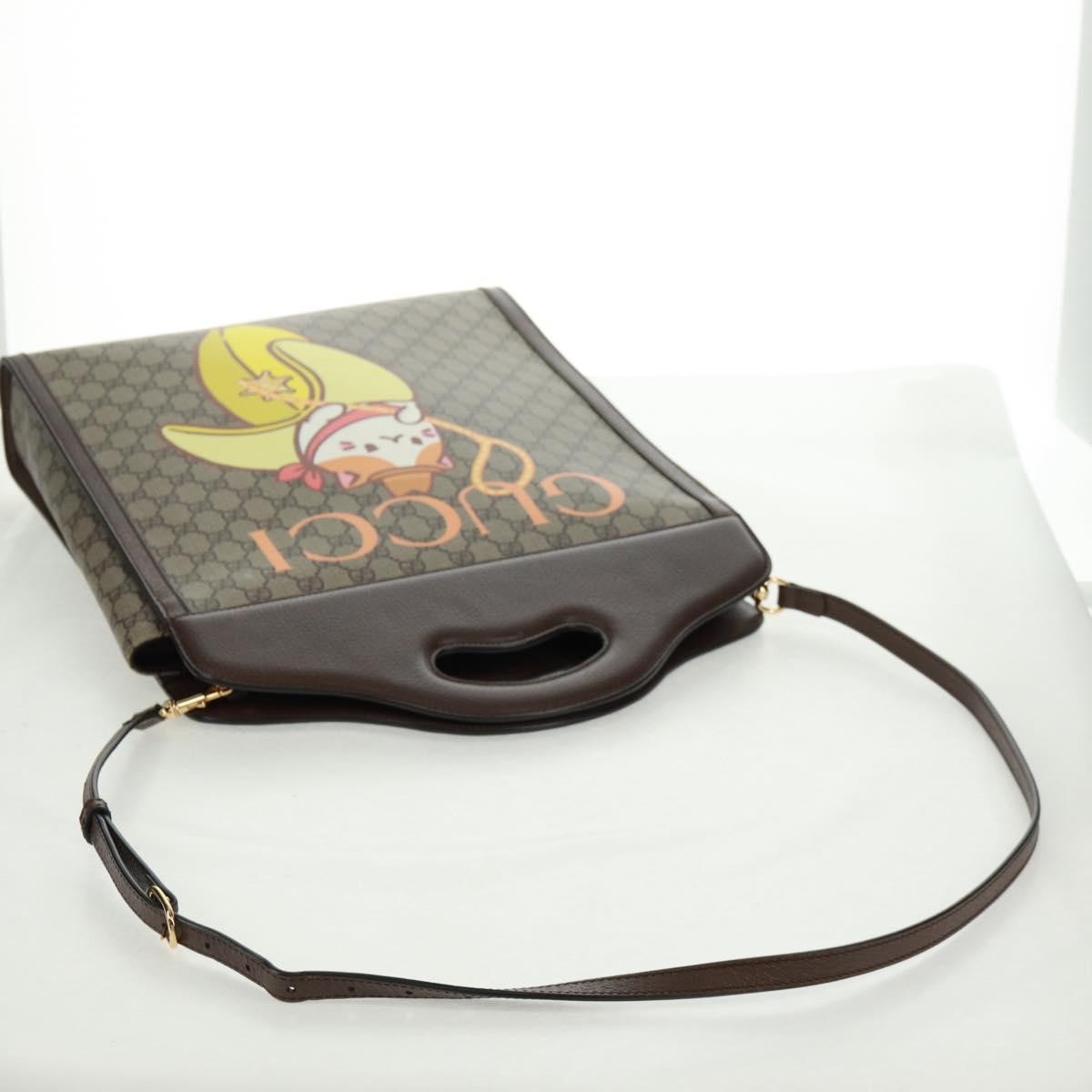 Gucci Cut Out Handle Tote Printed GG Coated Canvas, Beige, Canvas, Tote Bag