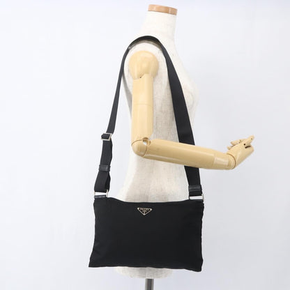 Prada Flat Messenger Bag Tessuto, BLACK, NYLON, Shoulder bag