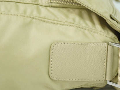 Prada Double Buckle Flap Messenger Bag Re-Nylon, BEIGE, NYLON, Shoulder bag