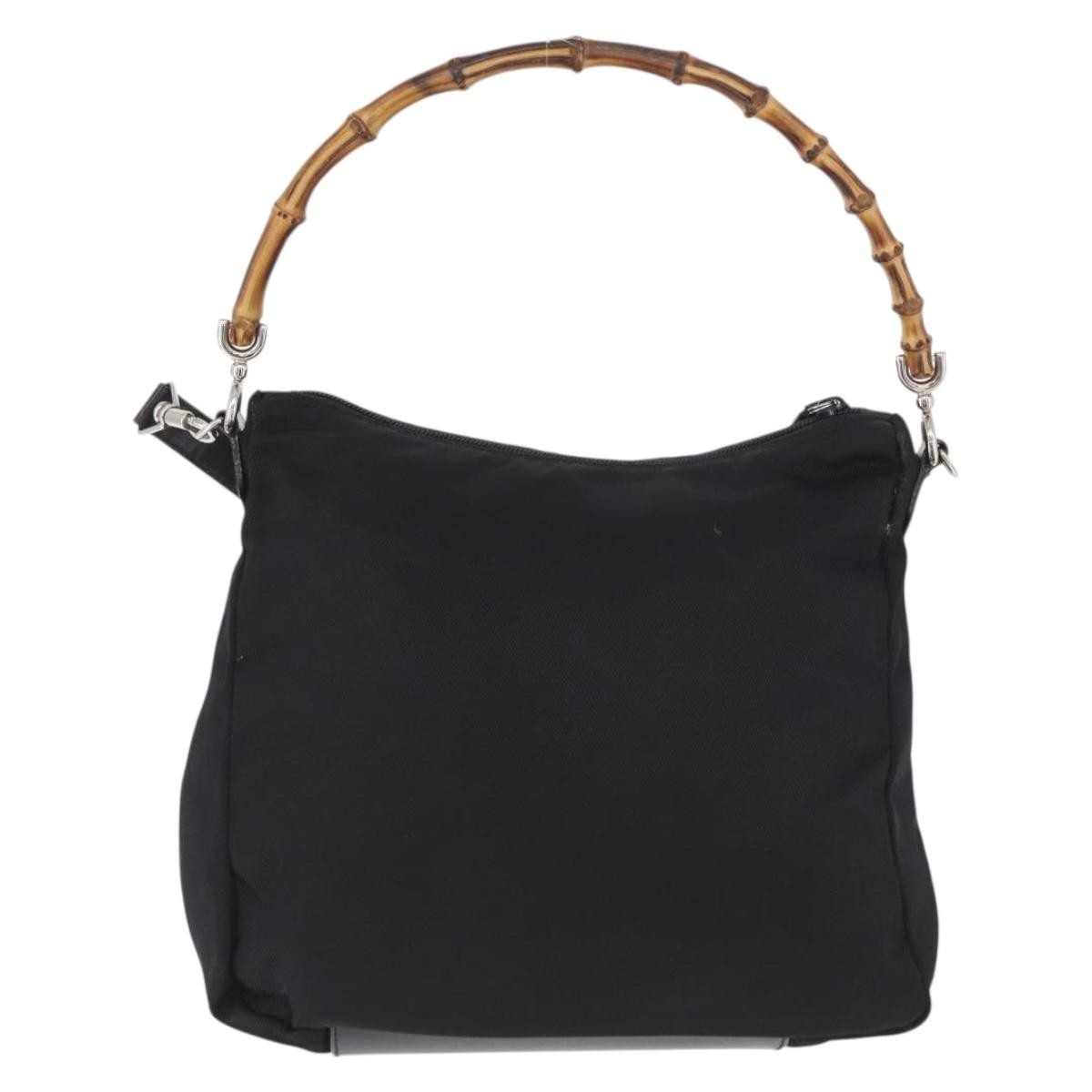 Gucci Vintage Bamboo Shoulder Bag Nylon, Black, Nylon, Shoulder Bag