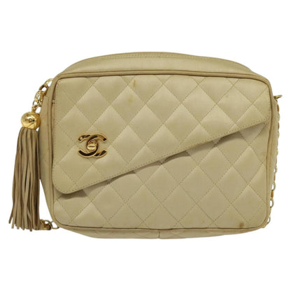 Chanel Vintage Front Pocket Camera Bag Satin, BEIGE, SATIN, Handbag