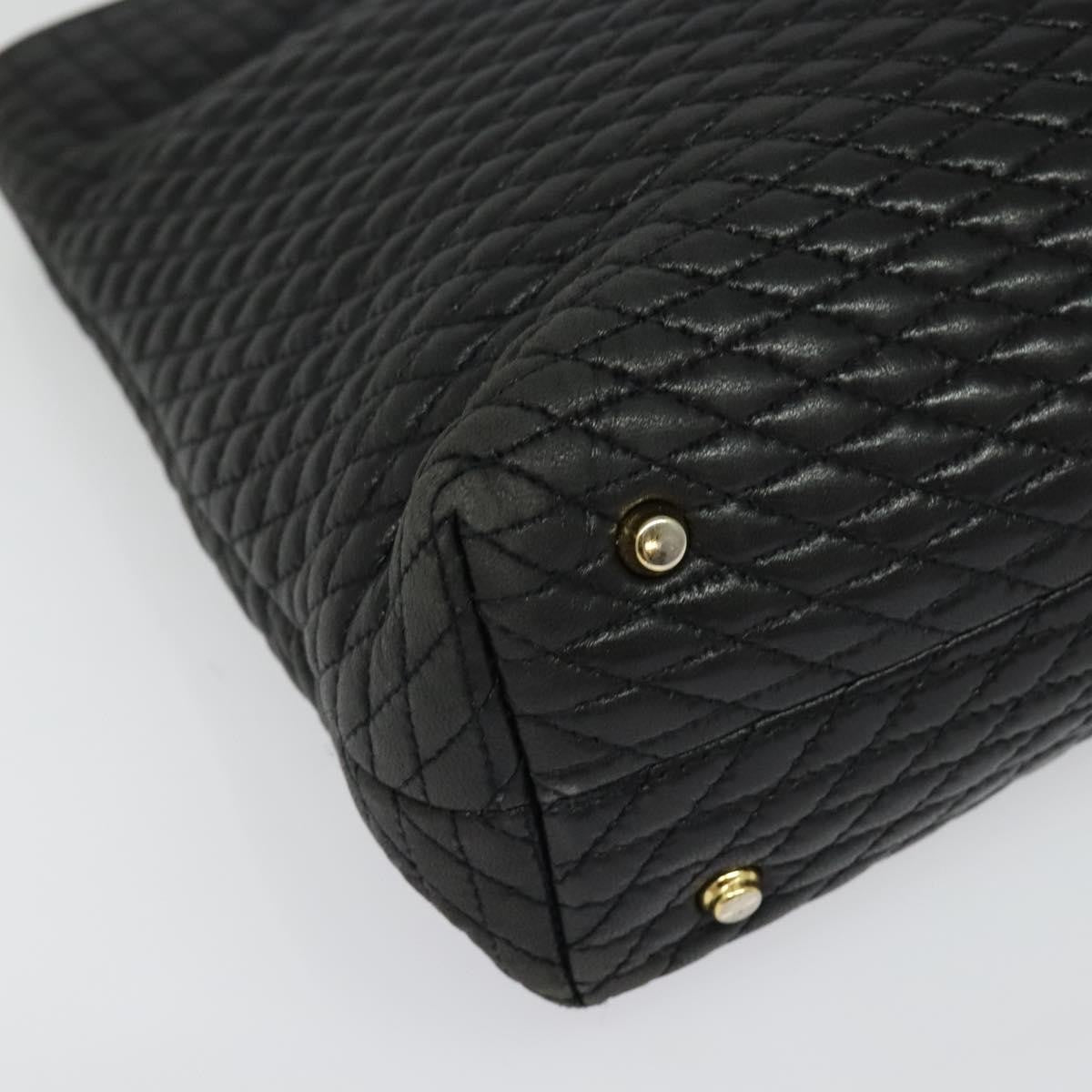 Bally Vintage Chain Shoulder Bag Quilted Leather, BLACK, LEATHER, Shoulder bag