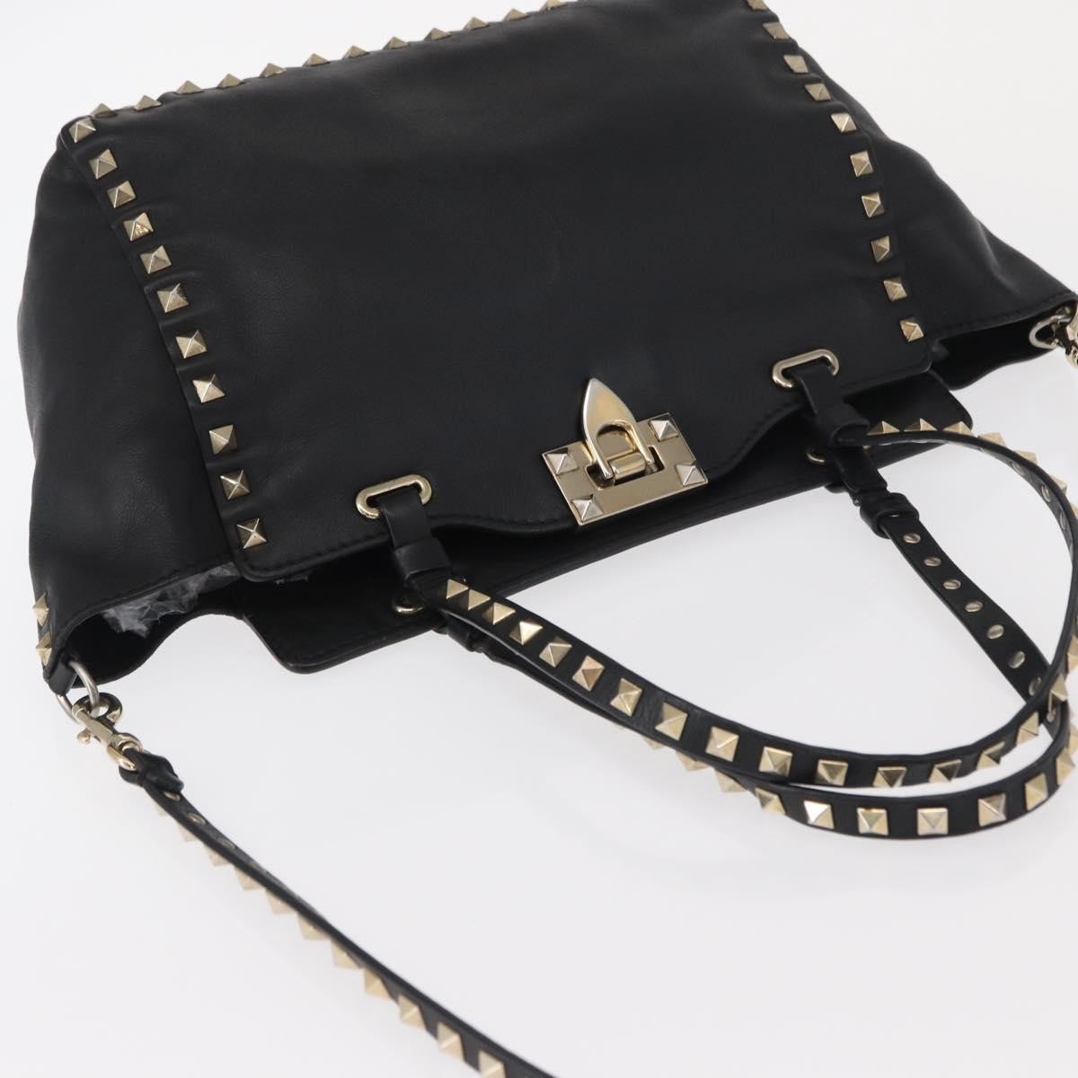 Valentino Garavani Rockstud Tote Textured Leather, BLACK, LEATHER, Tote bag