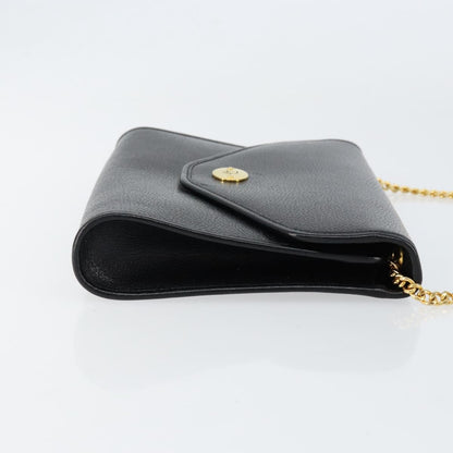 Christian Dior Vintage Chain Flap Shoulder Bag Leather, BLACK, LEATHER, Shoulder bag