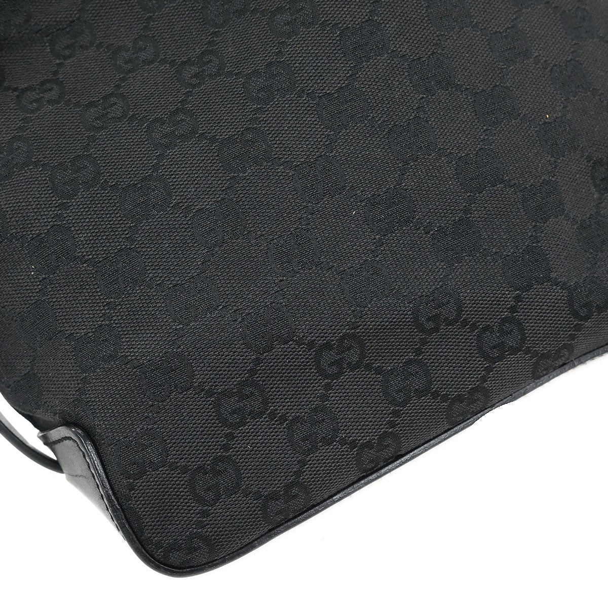 Gucci Belted Bucket Tote GG Canvas with Leather, Black, Canvas, Tote Bag