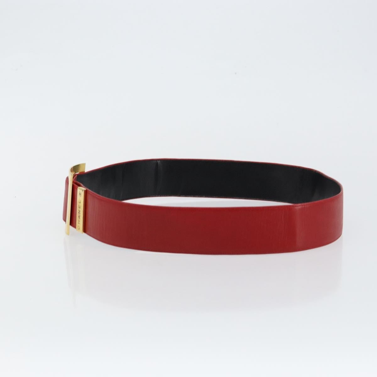 Chanel Square Buckle Belt Leather, RED, LEATHER, Belts