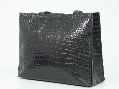 Salvatore Ferragamo Vara Tote Embossed Leather, BLACK, LEATHER, Tote bag