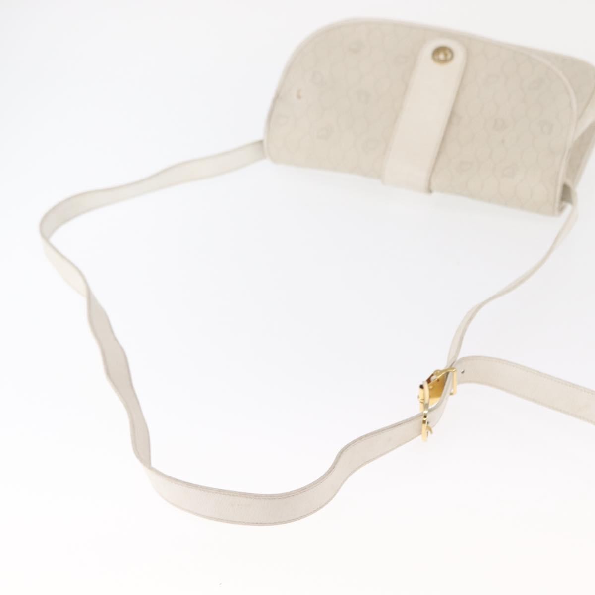 Christian Dior Vintage Honeycomb Flap Crossbody Bag Canvas and Leather, WHITE, CANVAS, Shoulder bag