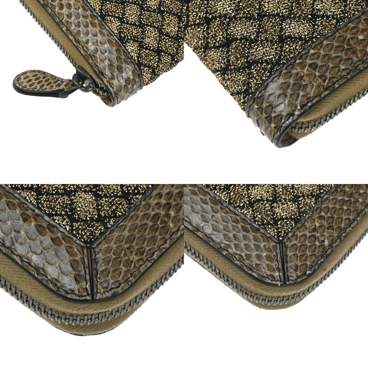 Bottega Veneta Intrecciato Long Zip  Wallet Leather, Brown, Leather, Wallet