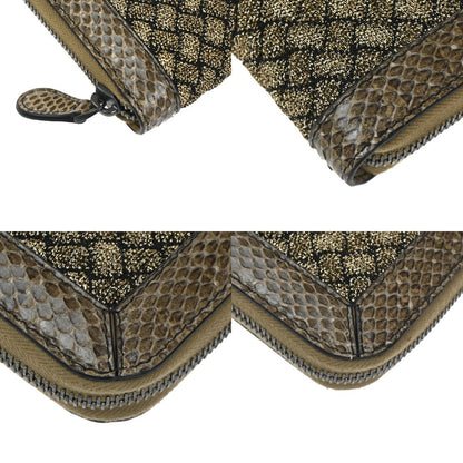 Bottega Veneta Intrecciato Long Zip  Wallet Leather, Brown, Leather, Wallet