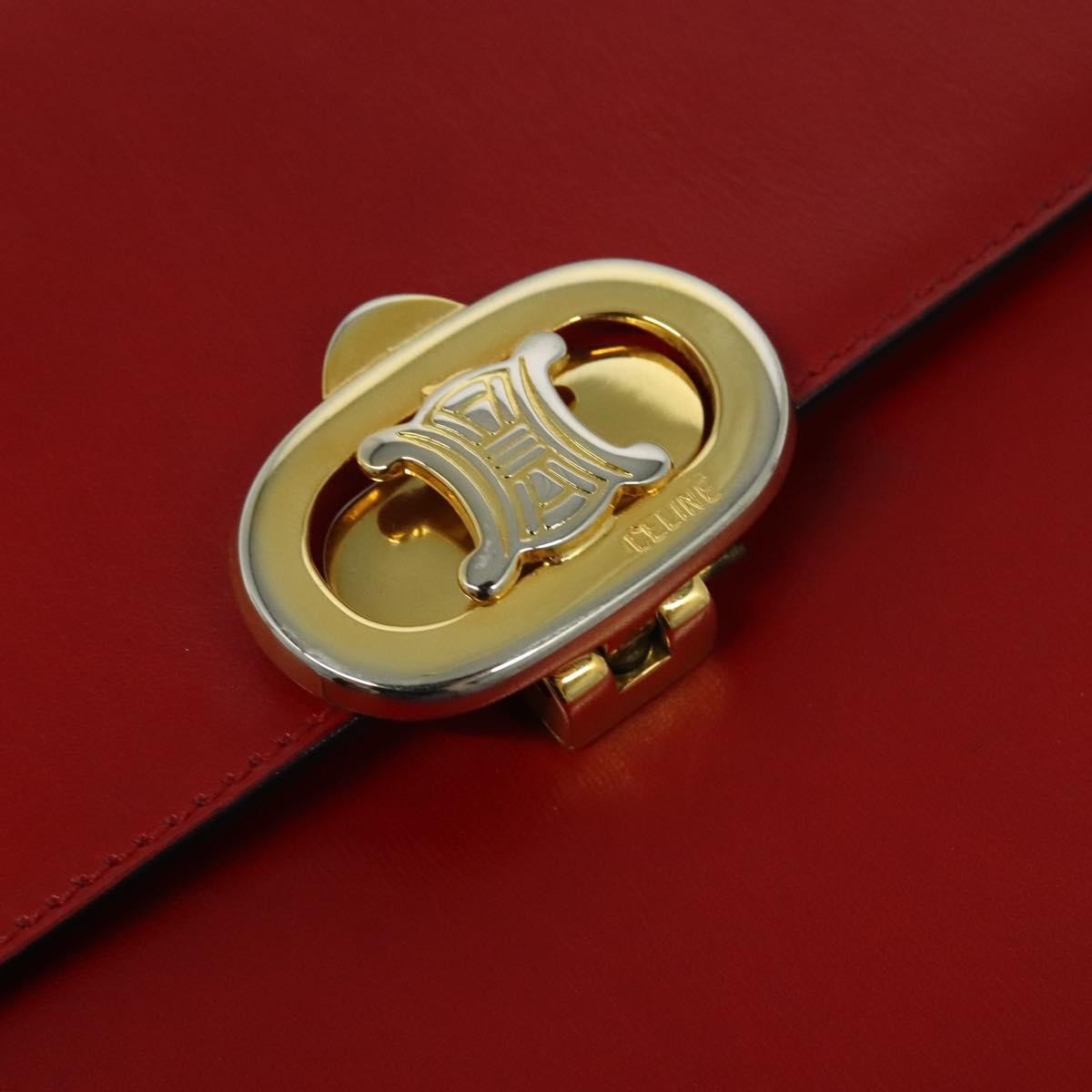 Celine Vintage Triomphe Shoulder Bag Leather, RED, LEATHER, Shoulder bag