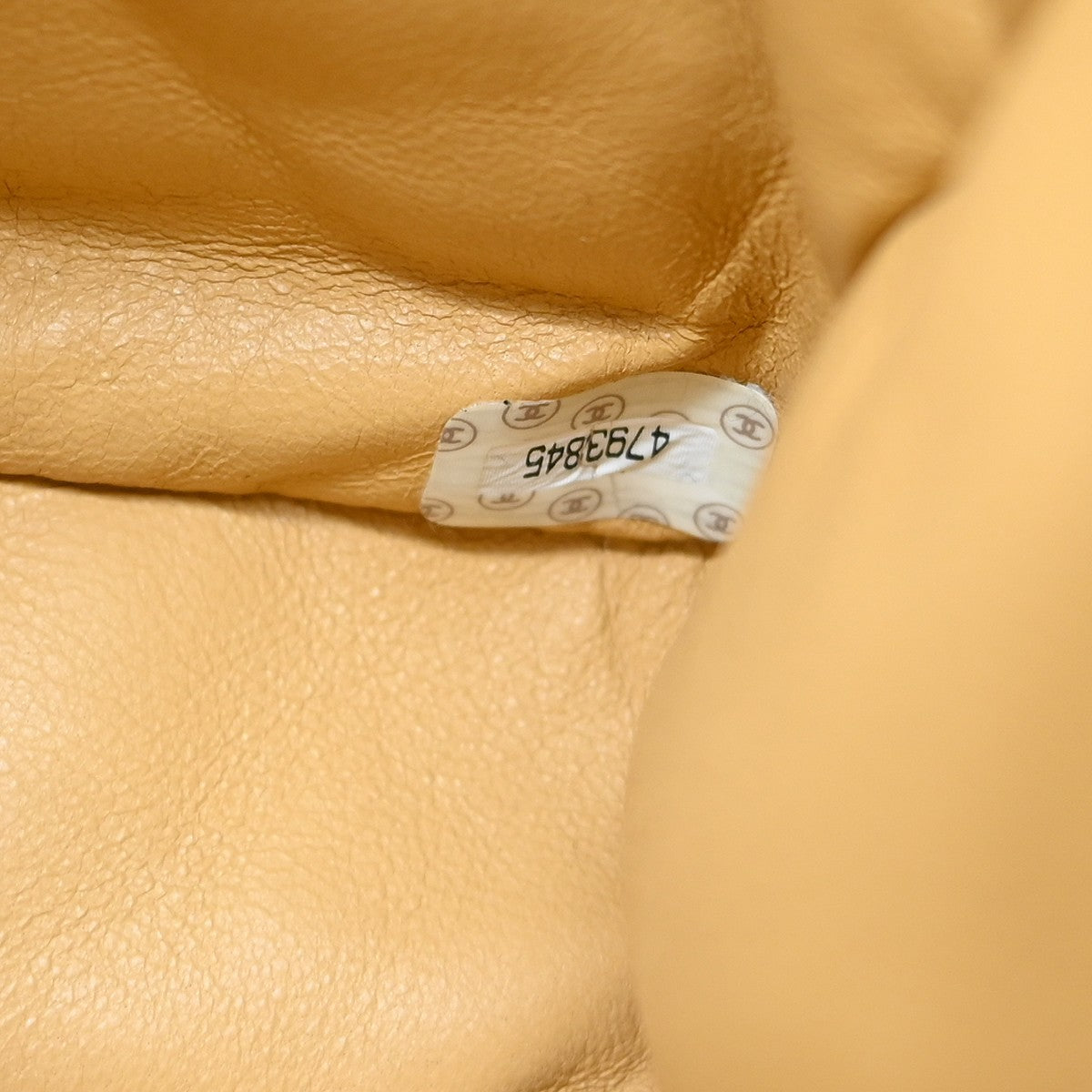 Chanel Vintage CC Square Flap Shoulder Bag Quilted Lambskin, Beige, Leather, Shoulder Bag