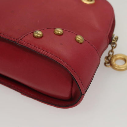 Celine Zip Around Chain Shoulder Bag Leather, RED, LEATHER, Shoulder bag