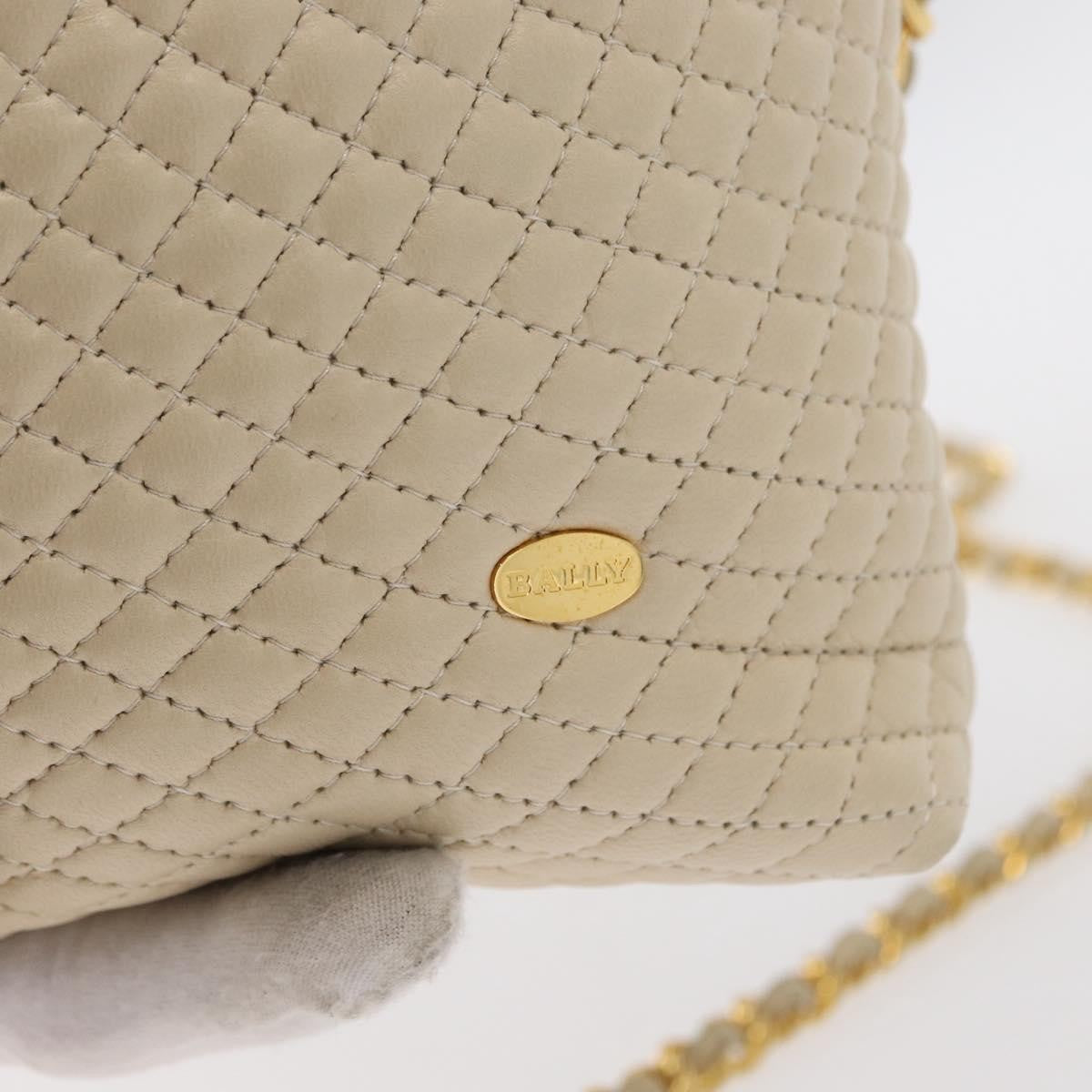 Bally Vintage Chain Shoulder Bag Quilted Leather, Beige, Leather, Shoulder Bag